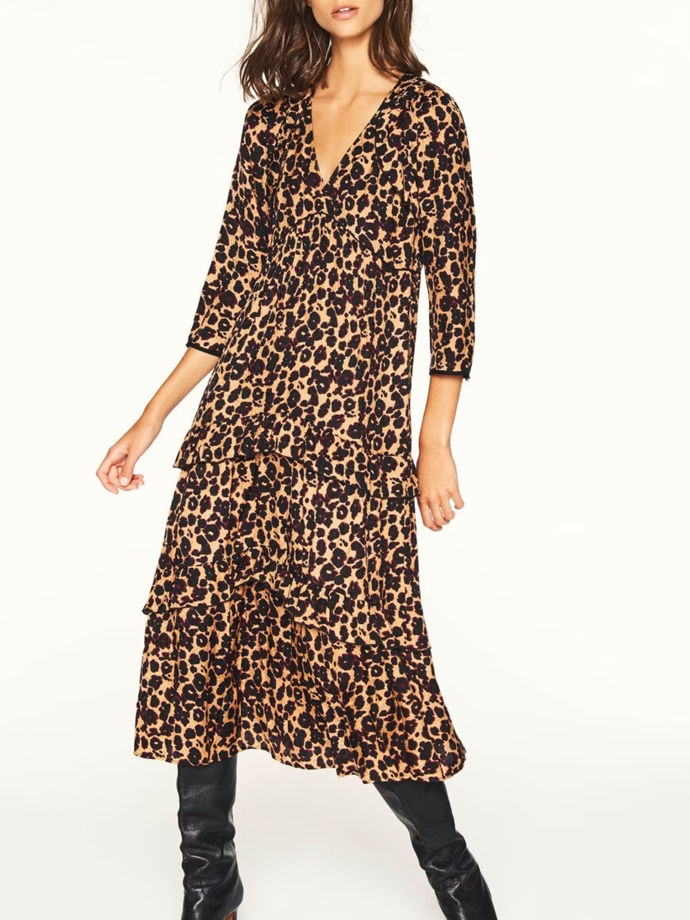 Ba&sh Tracy Leopard Print long dress $450